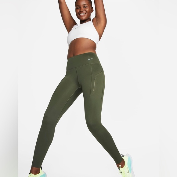 NIKE | GO Women's Firm-Support High-Waisted 7/8 Leggings with Pockets XS KHAKI - Picture 2 of 16